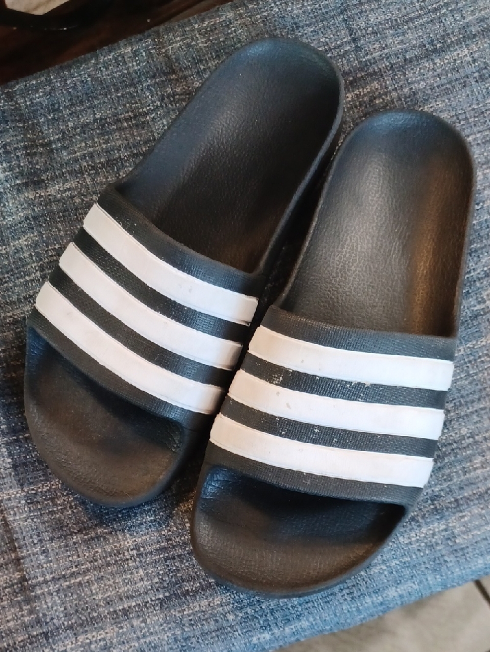 adidas Black and White Kids Slide Sandals